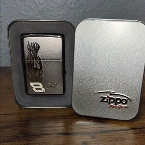 Dale Earnhardt jr. Zippo Silver Lighter with Flame Design/ NWOT!!